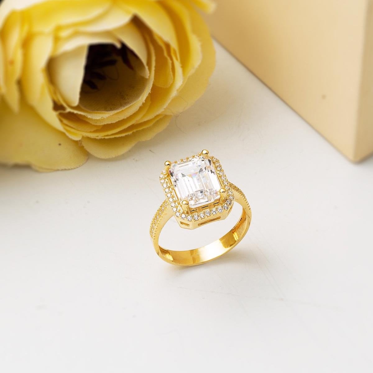 14K Yellow Gold Baguette Cubic Zirconia Ring (4.44 g)