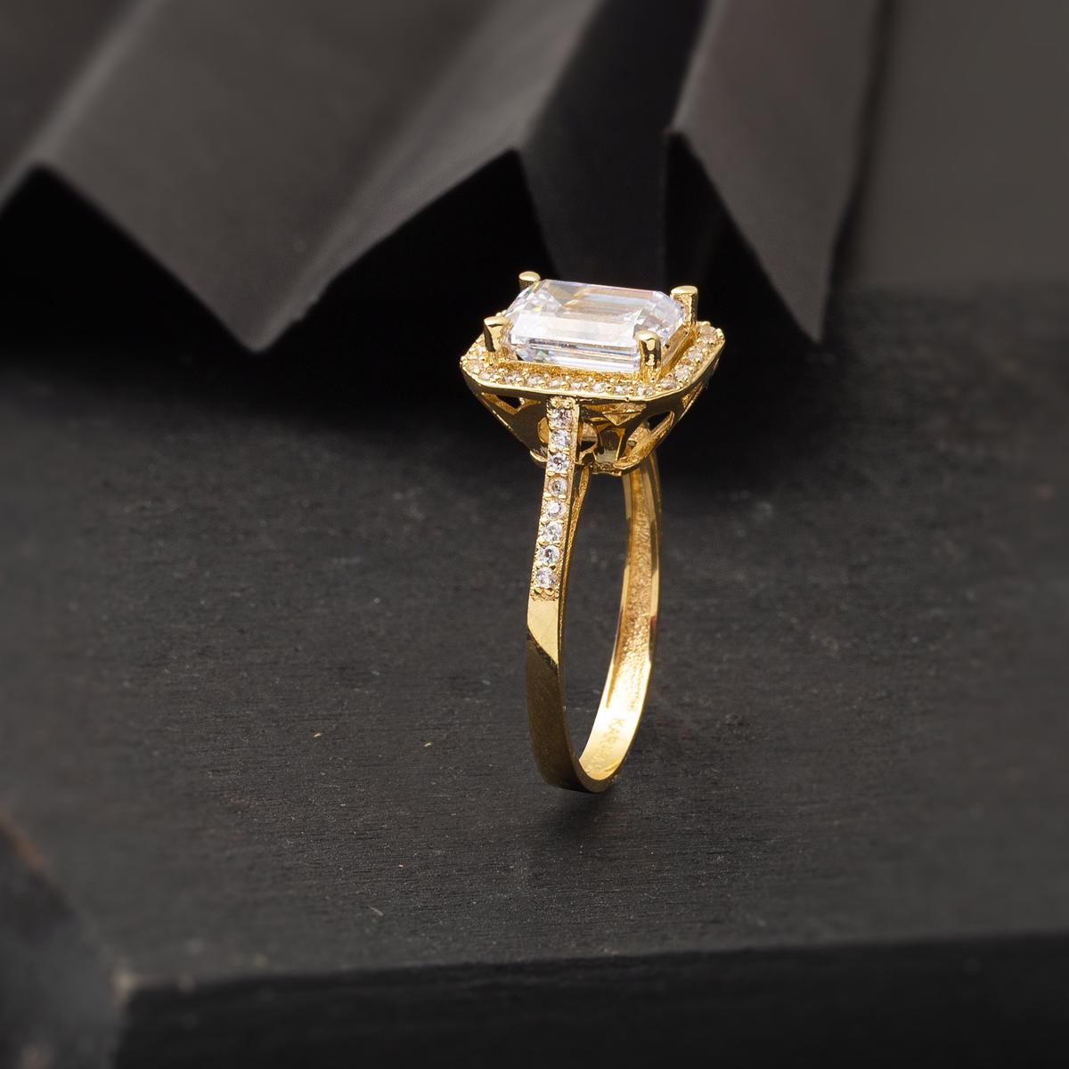 14K Yellow Gold Baguette Cubic Zirconia Ring (2.67 g)
