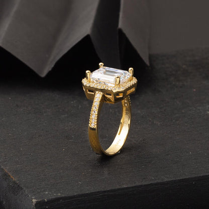 14K Yellow Gold Baguette Cubic Zirconia Ring (4.44 g)