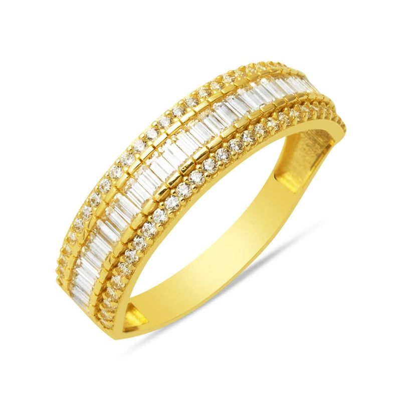 14K Yellow Gold Baguette Half Eternity Cubic Zirconia Ring