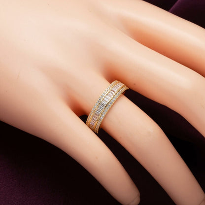 14K Yellow Gold Baguette Half Eternity Cubic Zirconia Ring