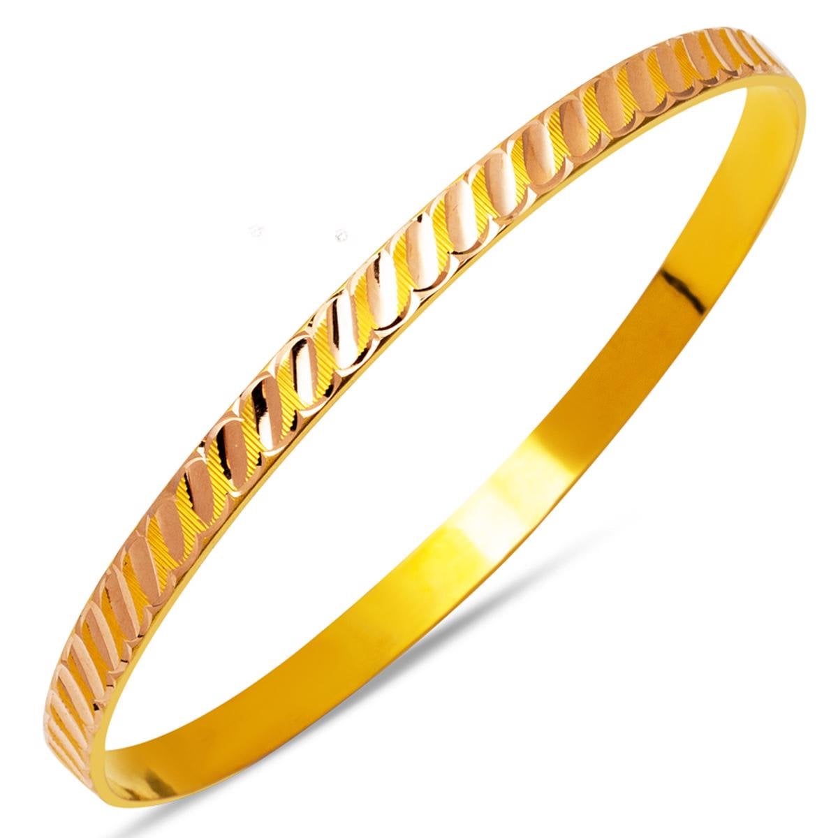 14K Yellow Gold Twisted Patterned Gift Bangle