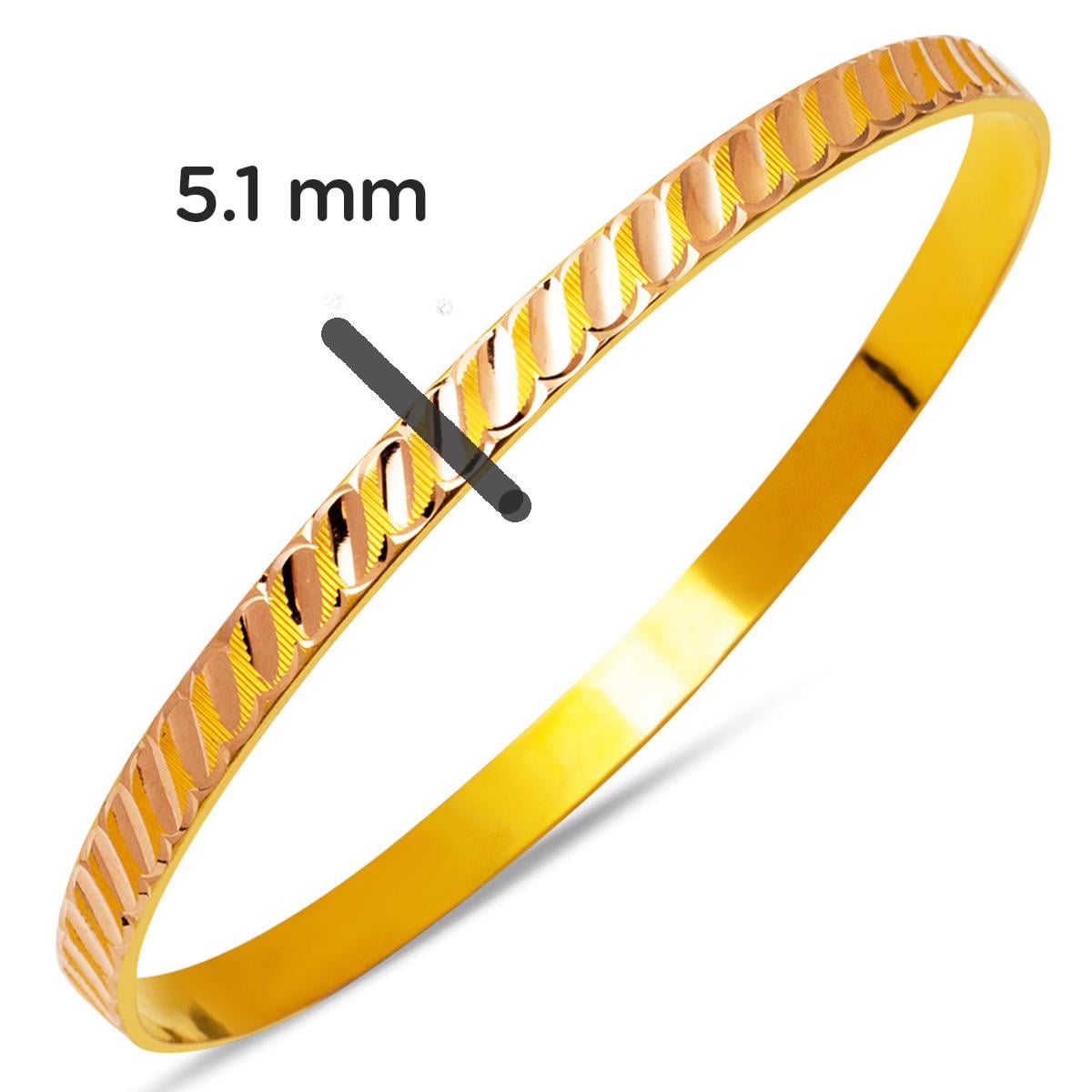 14K Yellow Gold Twisted Patterned Gift Bangle