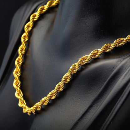 14K Yellow Gold Twisted Chain 120 cm