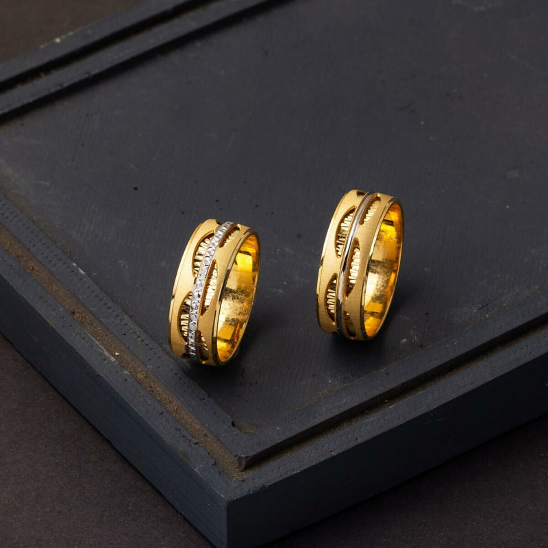 14K Yellow Gold Double Wedding Band Set