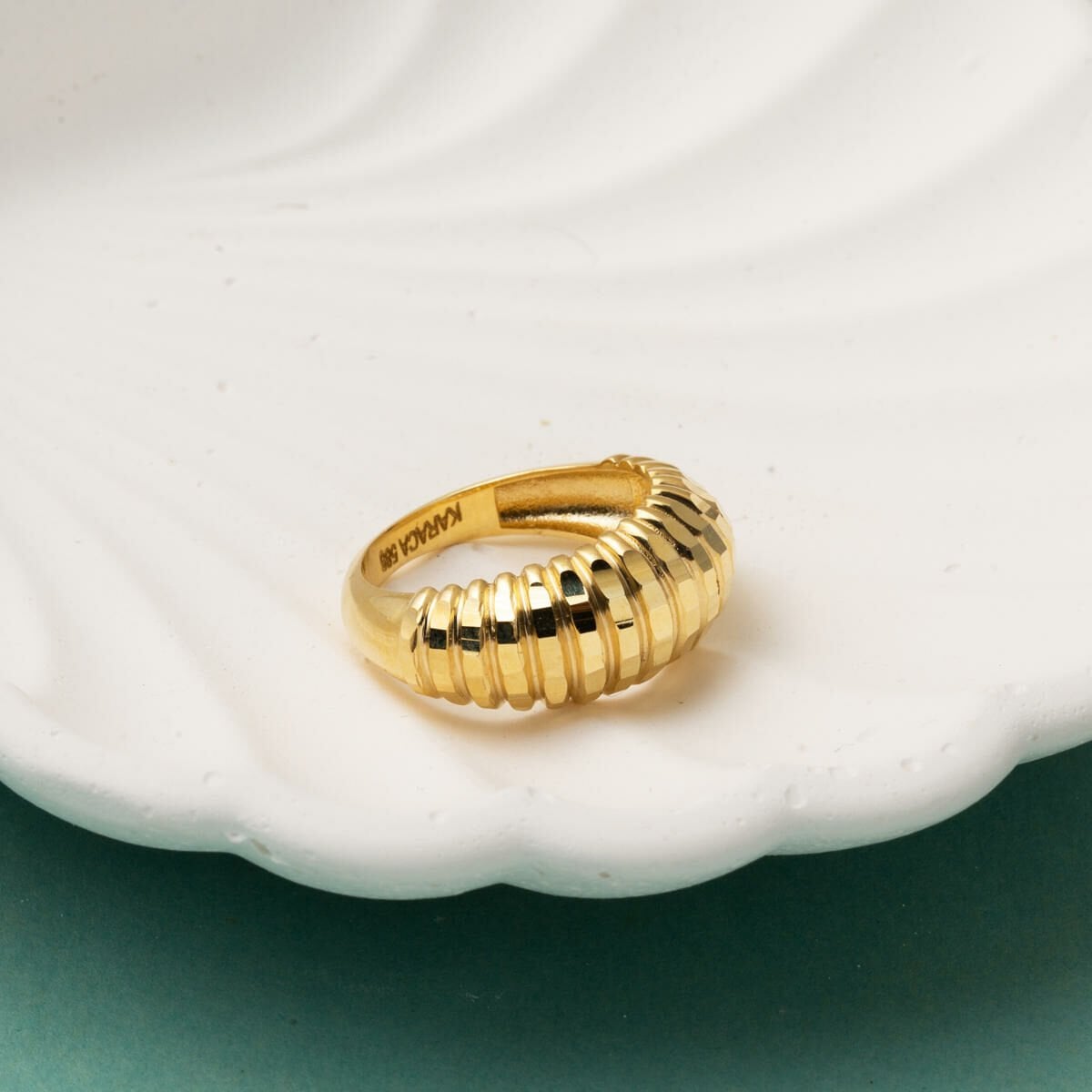 14K Yellow Gold Striped Ring