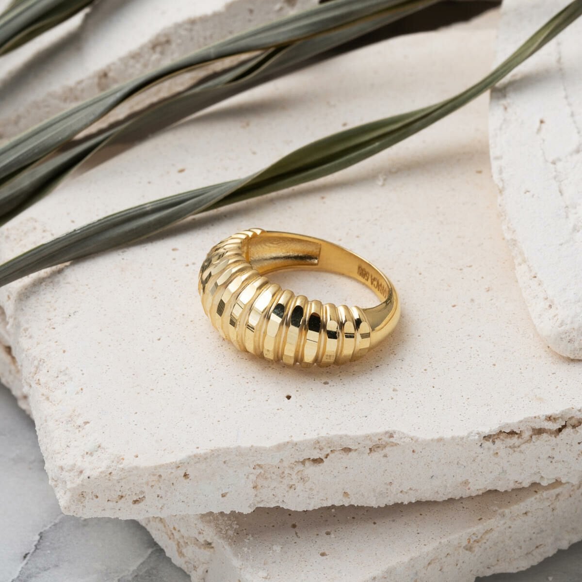 14K Yellow Gold Striped Ring