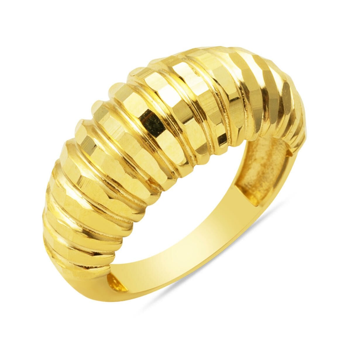 14K Yellow Gold Striped Ring