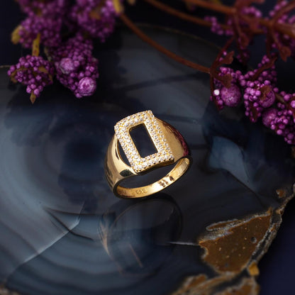 14K Yellow Gold Initial D Cubic Zirconia Ring (3.26 g)