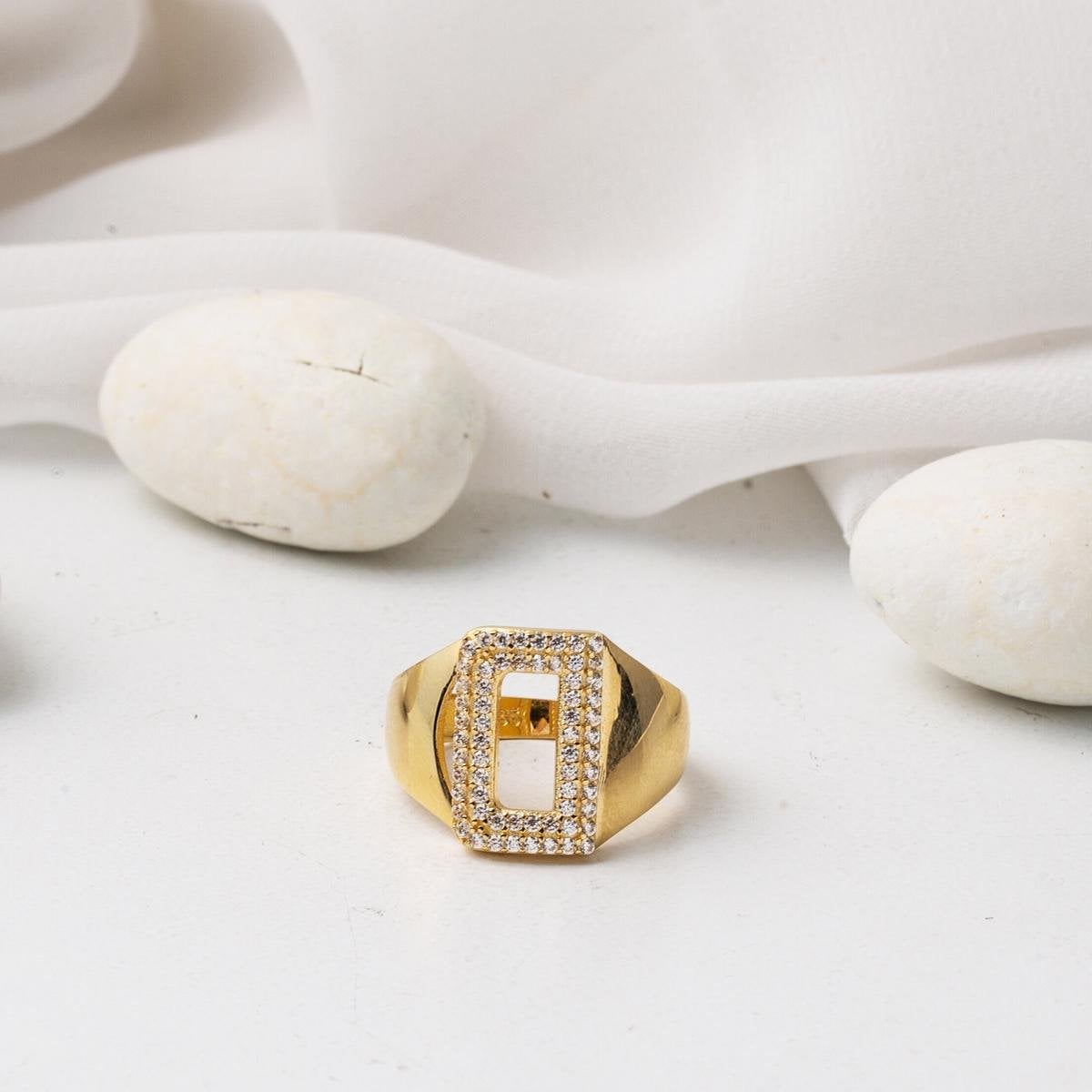 14K Yellow Gold Initial D Cubic Zirconia Ring (3.26 g)