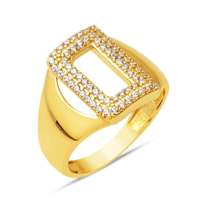14K Yellow Gold Initial D Cubic Zirconia Ring (3.26 g)