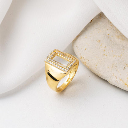 14K Yellow Gold Initial D Cubic Zirconia Ring (3.26 g)
