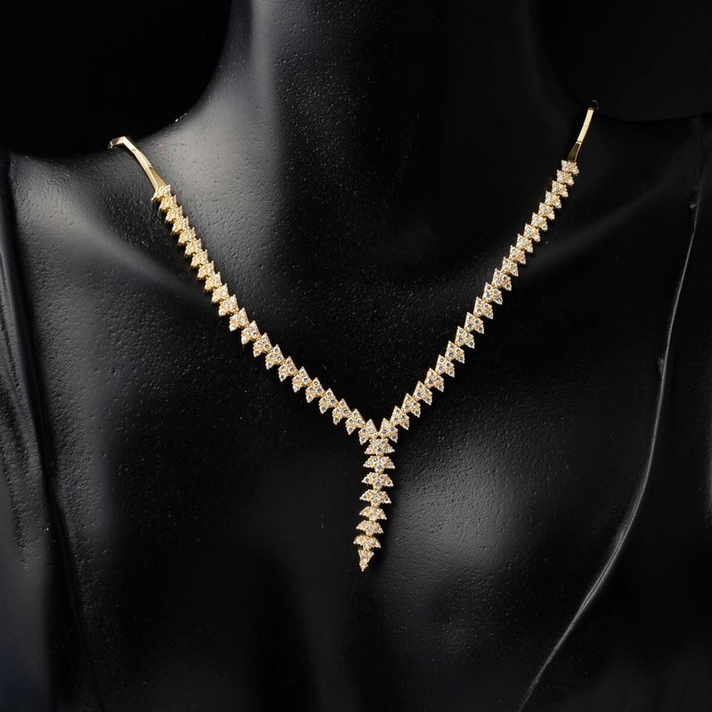 14K Yellow Gold Wedding Cubic Zirconia Necklace Bracelet Earrings Set