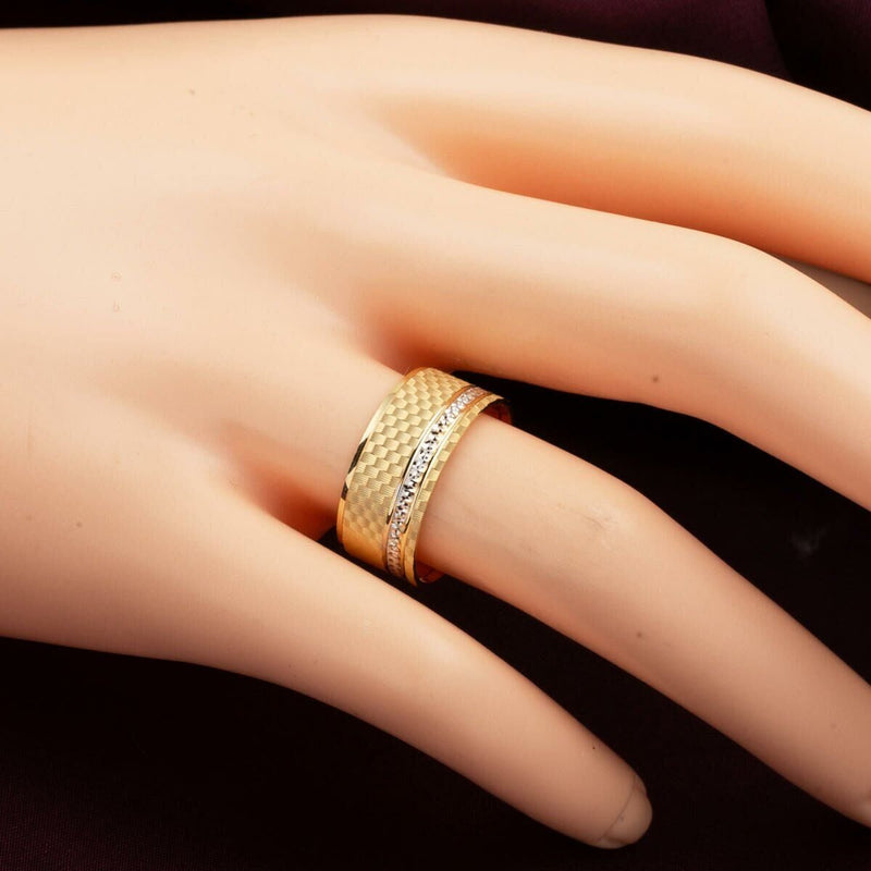 14K Yellow Gold Couple Wedding Band Set