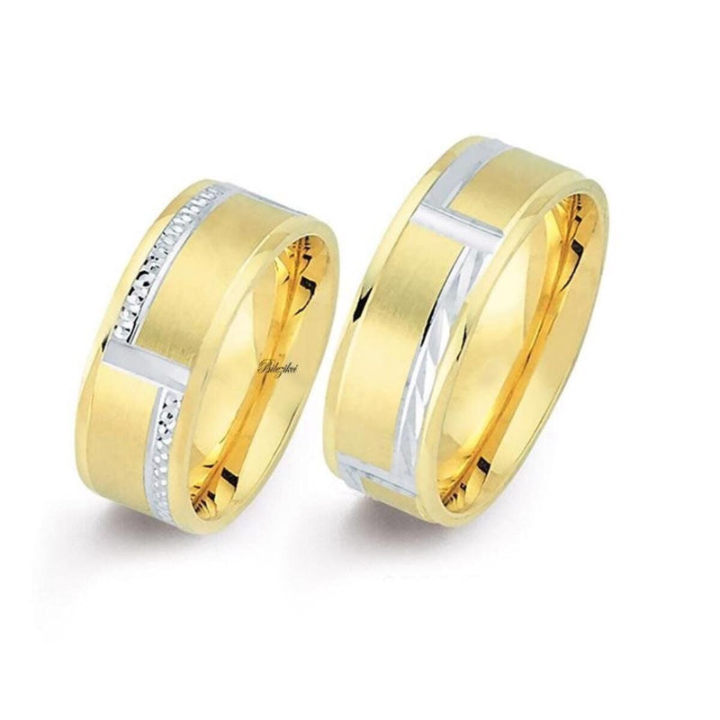 14K Yellow Gold Wedding Band Set