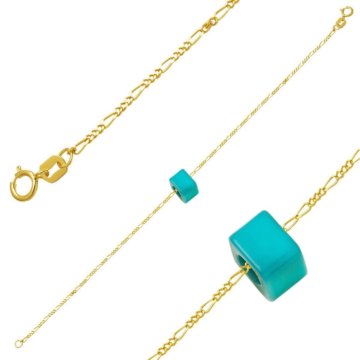 14K Yellow Gold Figaro Chain Bracelet