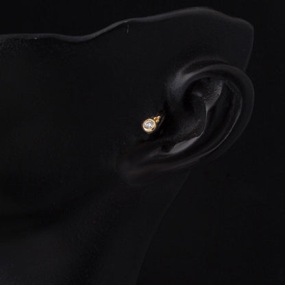 14K Yellow Gold Eye Solitaire Cubic Zirconia Tragus Earrings