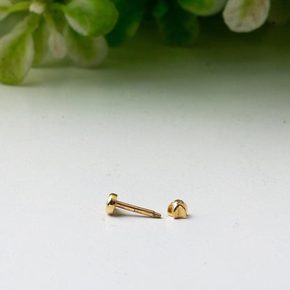 14K Yellow Gold Eye Solitaire Cubic Zirconia Tragus Earrings