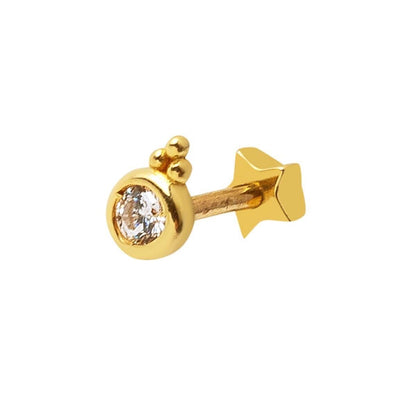 14K Yellow Gold Eye Solitaire Cubic Zirconia Tragus Earrings