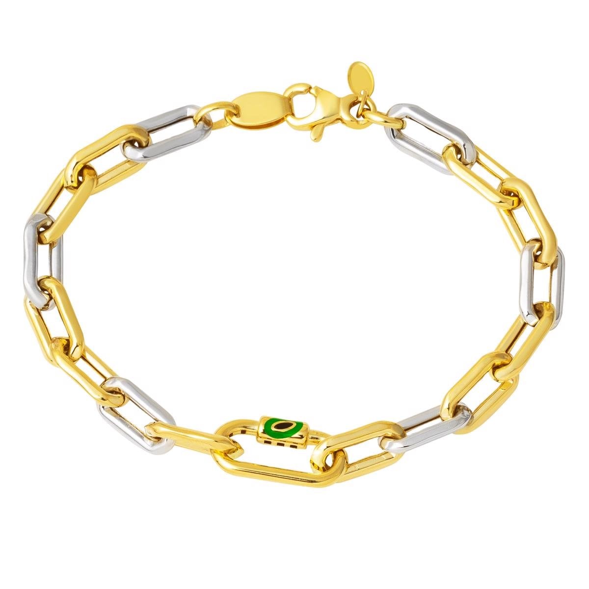 14K Yellow Gold Eye Chain Bracelet
