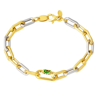 14K Yellow Gold Eye Chain Bracelet