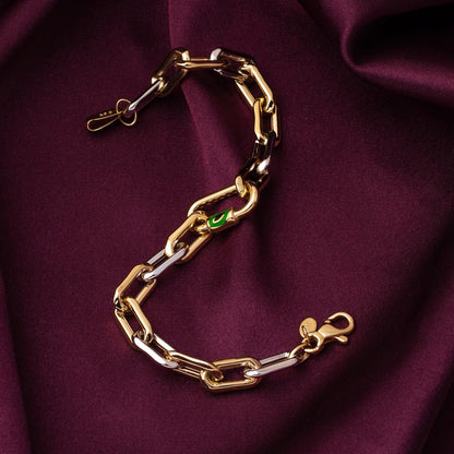 14K Yellow Gold Eye Chain Bracelet