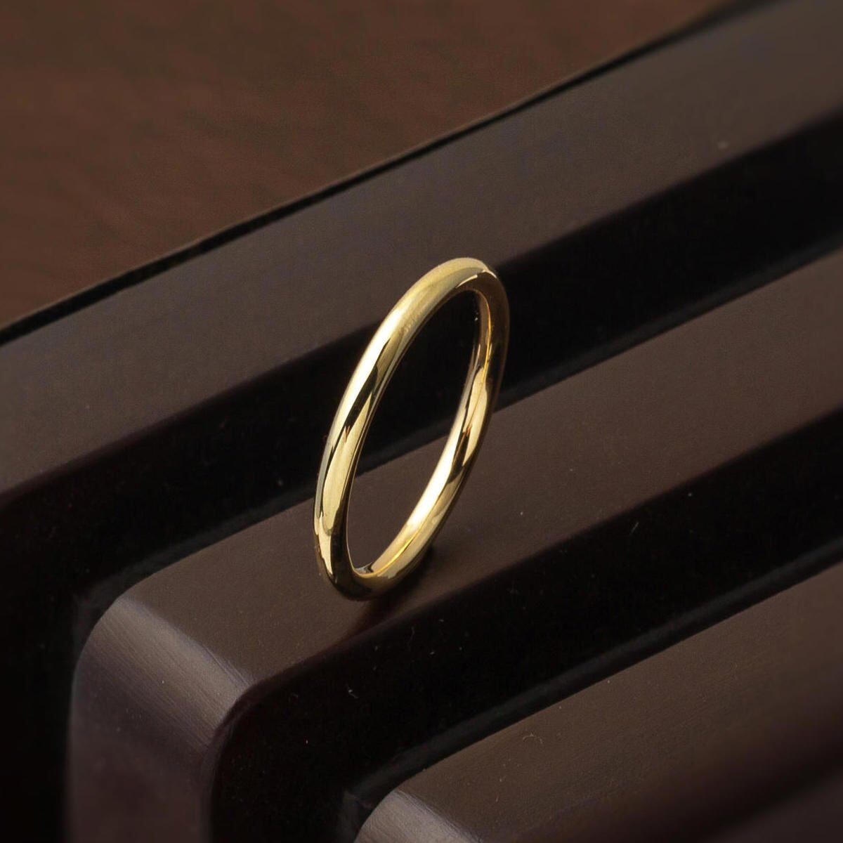 14K Yellow Gold Hoop Double Wedding Band Set