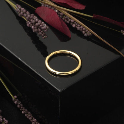 14K Yellow Gold Hoop Double Wedding Band Set