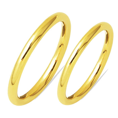 14K Yellow Gold Hoop Double Wedding Band Set
