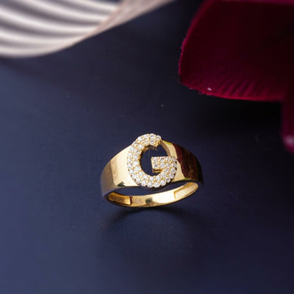 14K Yellow Gold Initial Cubic Zirconia Ring