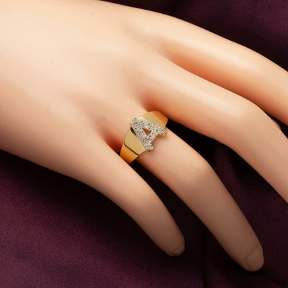 14K Yellow Gold Initial Cubic Zirconia Ring