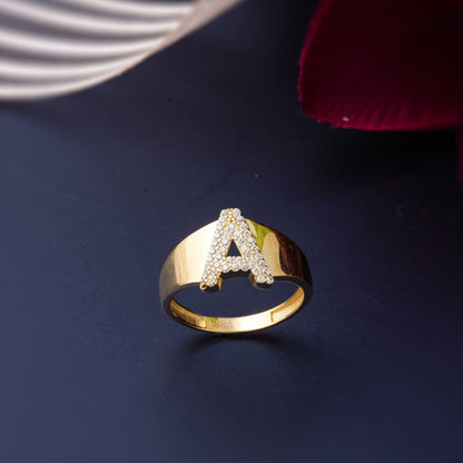 14K Yellow Gold Initial Cubic Zirconia Ring
