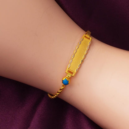 14K Yellow Gold Gift Children's Bead ID Bracelet