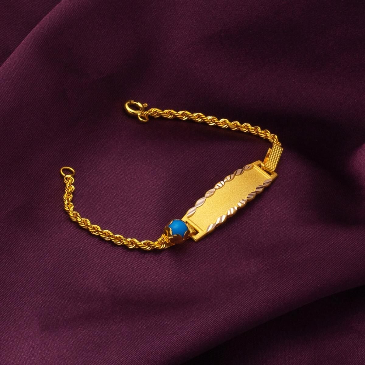 14K Yellow Gold Gift Children's Bead ID Bracelet