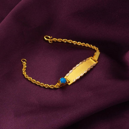 14K Yellow Gold Gift Children's Bead ID Bracelet