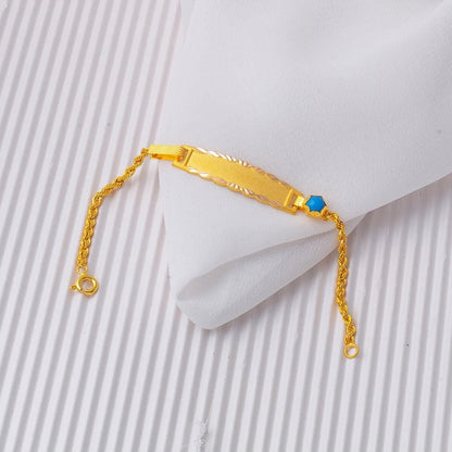 14K Yellow Gold Gift Children's Bead ID Bracelet