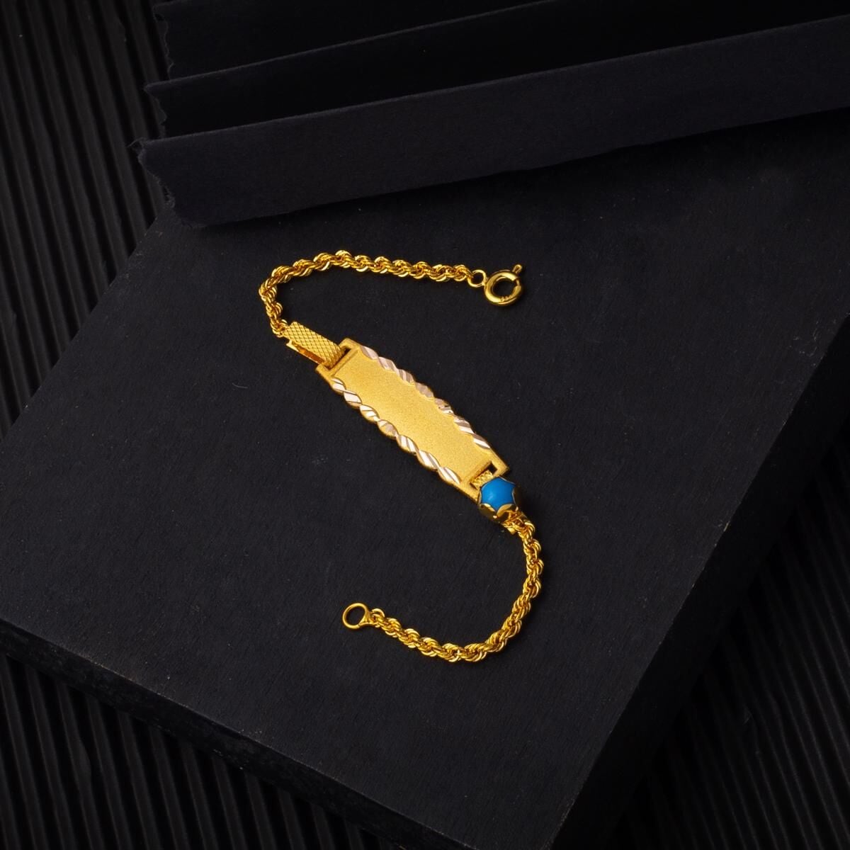 14K Yellow Gold Gift Children's Bead ID Bracelet