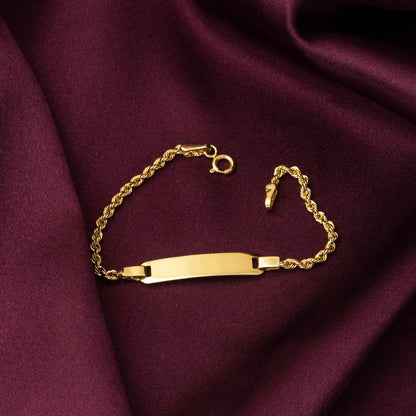 14K Yellow Gold Personalized Name Children's Enamel ID Bracelet (2.02 g)