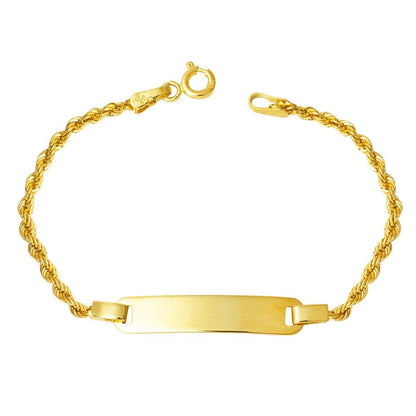 14K Yellow Gold Personalized Name Children's Enamel ID Bracelet (2.02 g)