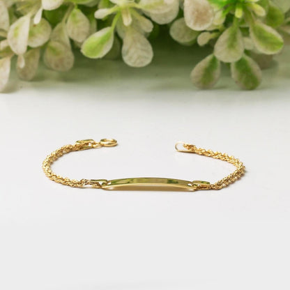 14K Yellow Gold Personalized Name Children's Enamel ID Bracelet (2.02 g)