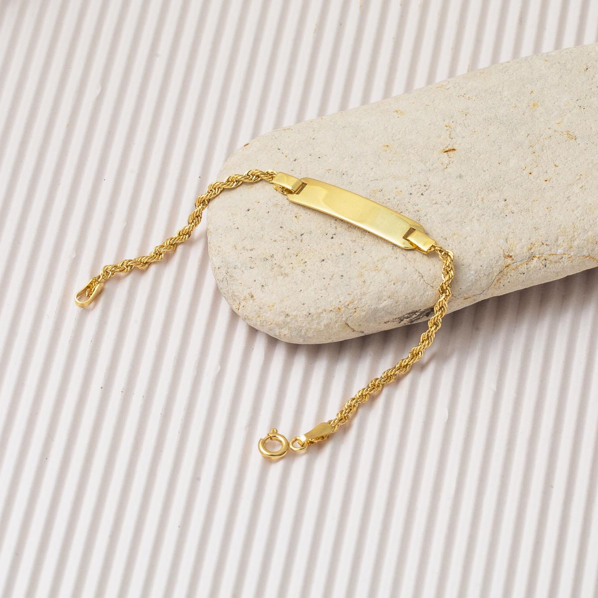 14K Yellow Gold Personalized Name Children's Enamel ID Bracelet (2.02 g)