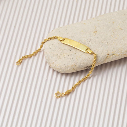 14K Yellow Gold Personalized Name Children's Enamel ID Bracelet (2.02 g)
