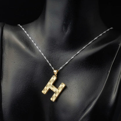 14K Yellow Gold Engraved Initial H Pendant