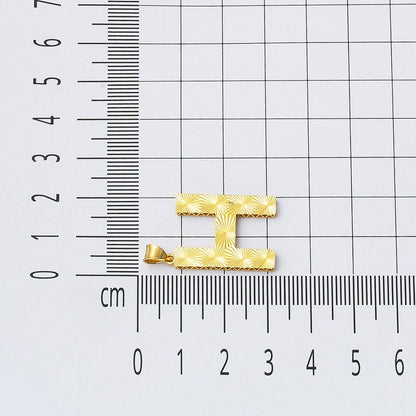 14K Yellow Gold Engraved Initial H Pendant