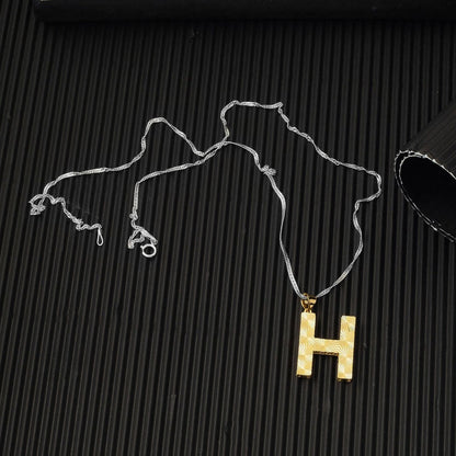 14K Yellow Gold Engraved Initial H Pendant