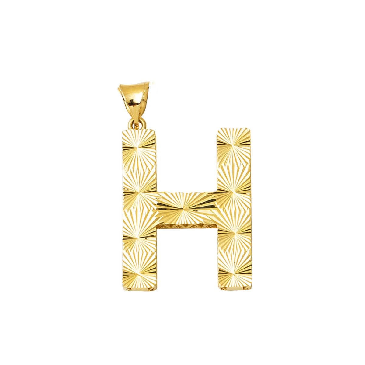 14K Yellow Gold Engraved Initial H Pendant