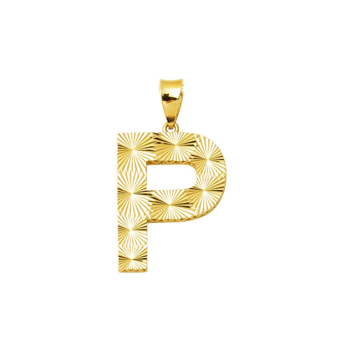 14K Yellow Gold Engraved P Initial Pendant