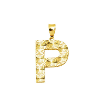 14K Yellow Gold Engraved P Initial Pendant