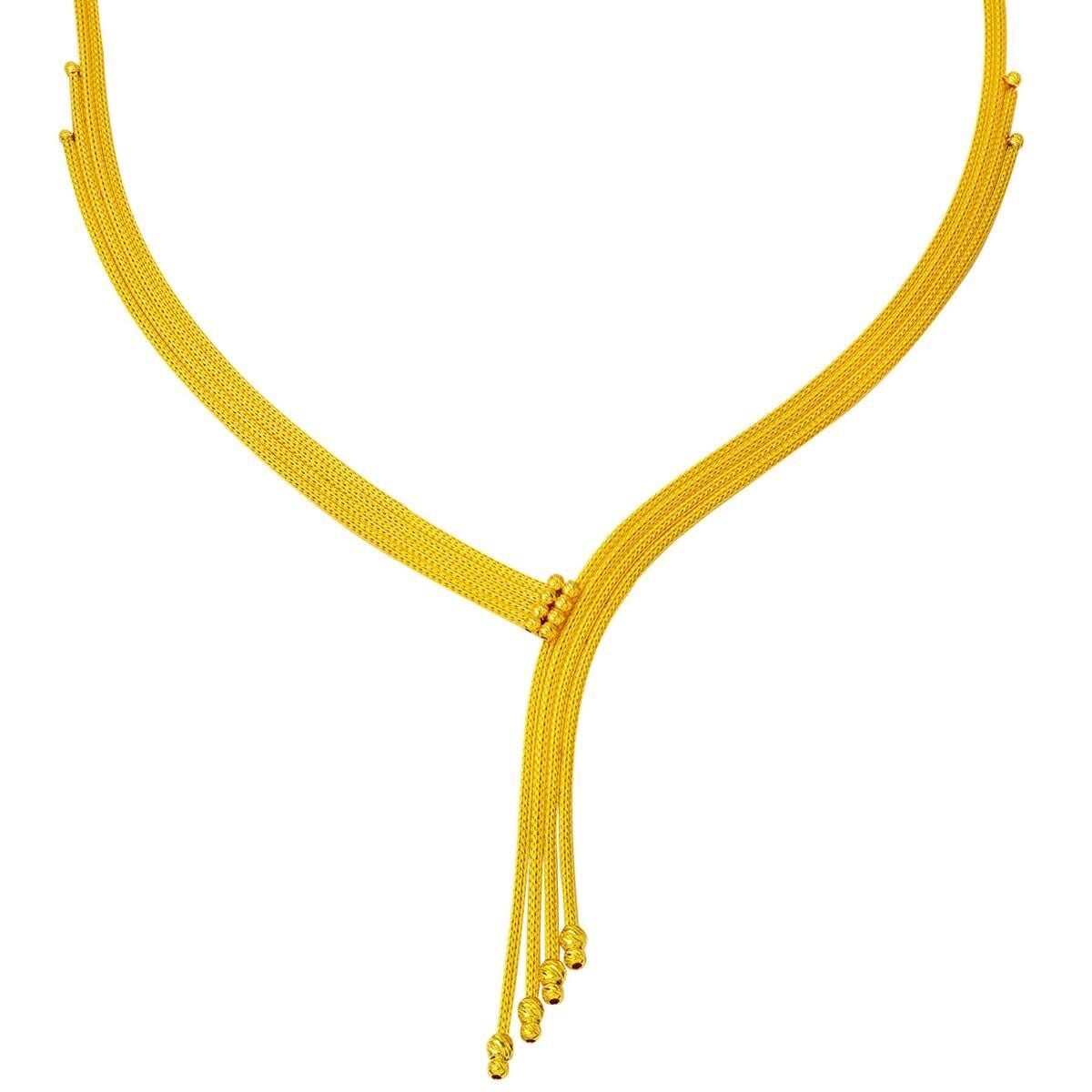 14K Yellow Gold Italian Braided Collar Necklace