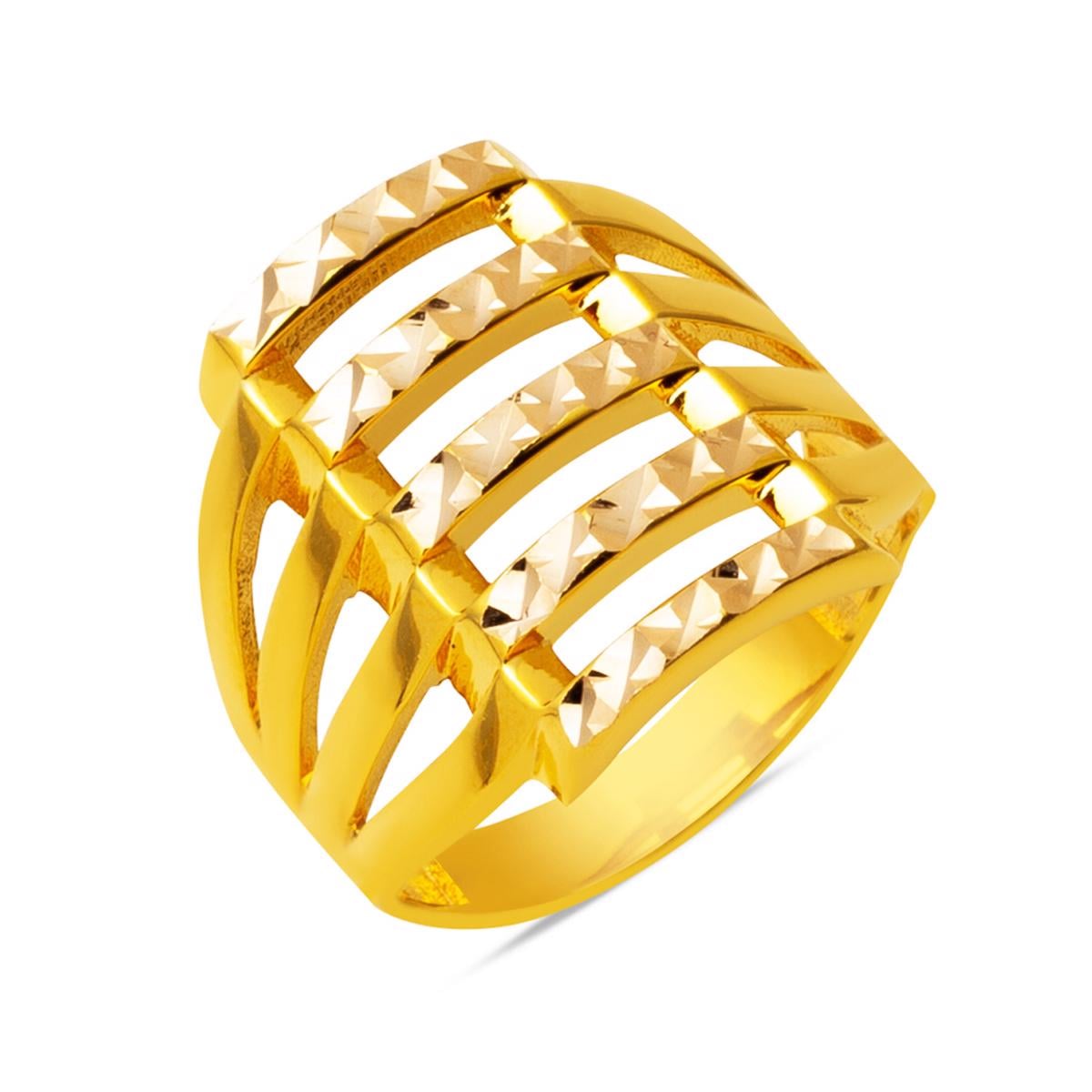 14K Yellow Gold Ribbed Ring 4.56 g | Goldia.com